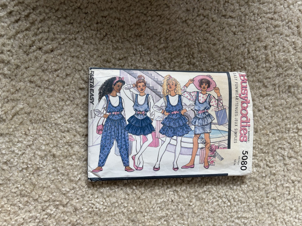 Busybodies by Butterick 5080 girls jumper, jumpsuit and top sizes 12-14 1990